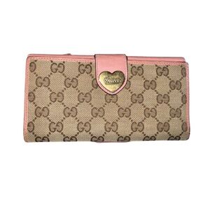Gucci heart canvas and leather wallet
